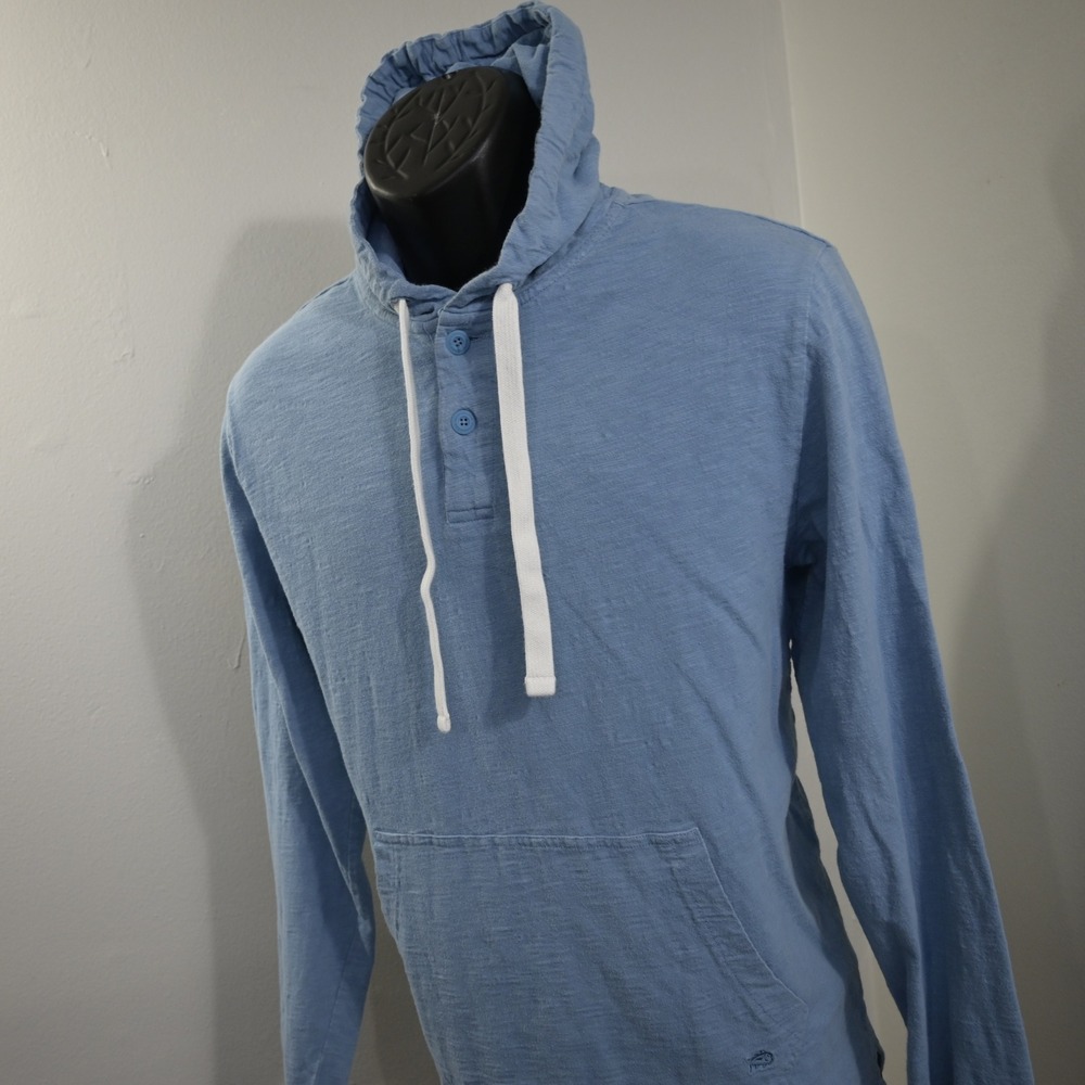 Southern Tide Sunfarer Collection Hoodie Mens M Blue Henley Pullover Cotton Slub